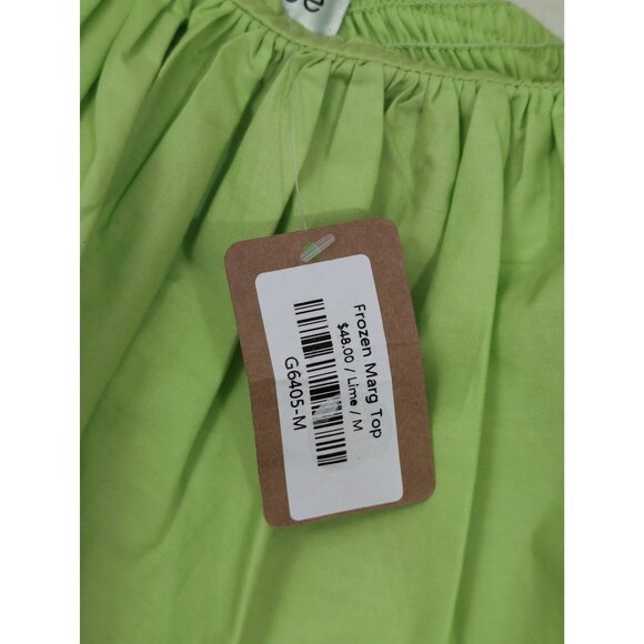 Vestique Cropped One Shoulder Top Womens M Green Ruffle Beachy Resort Glam Vaca - Picture 7 of 12